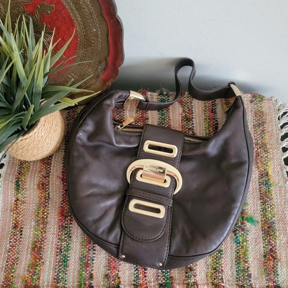 Michael Kors Baguette Hobo Bag Brown Leather Rare Purse